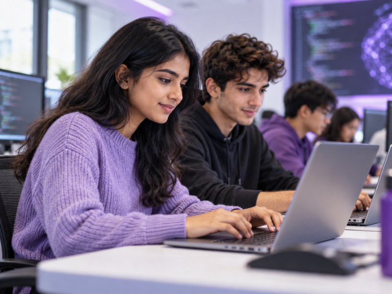Students working in a computer laboratory